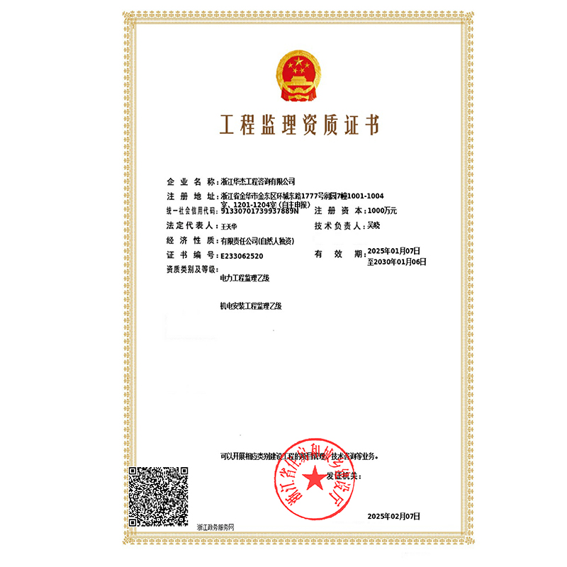 監(jiān)理資質(zhì)乙級(jí)